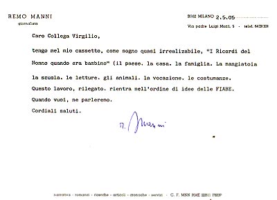 Il messaggio di Remo Manni a Virgilio